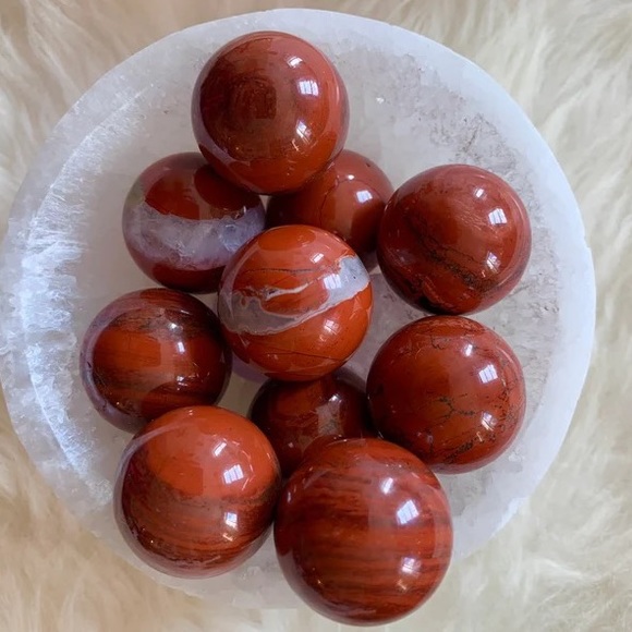 One Red Jasper Mini Sphere Pocket Crystal for Traveler Healing Crystals Decor - Picture 4 of 7